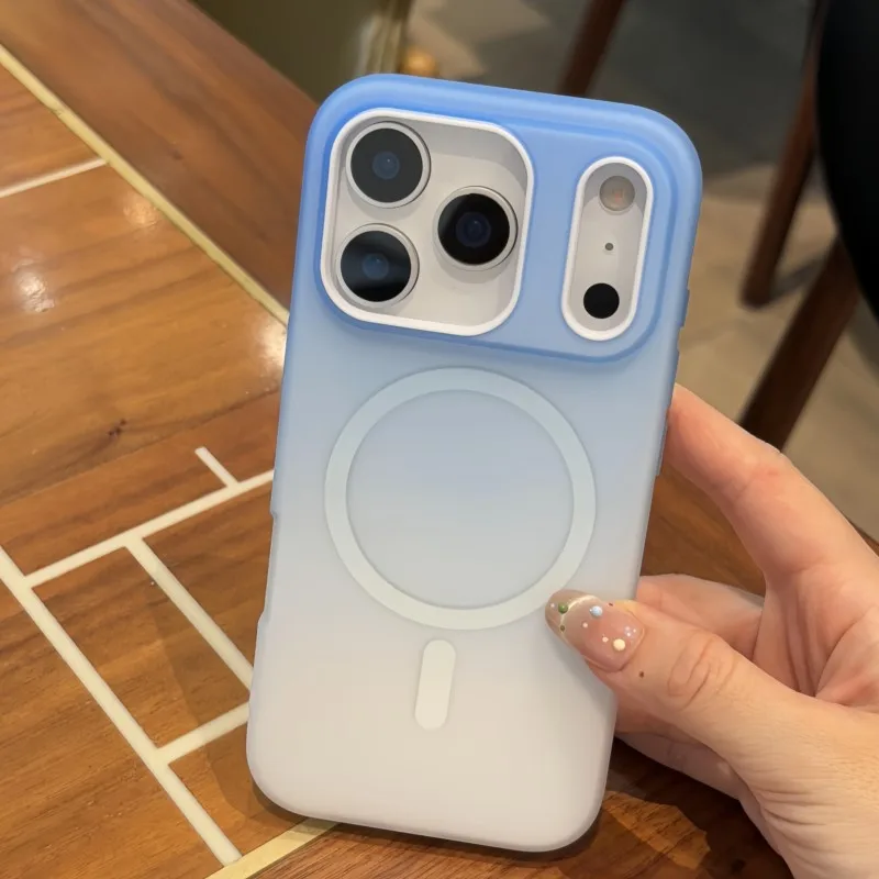 2 IN 1 Gradient Color for Magsafe Magnetic Case for IPhone 17 Air 16 15 14 13 12 Pro Max Shockproof Wireless Charging Cover Skin