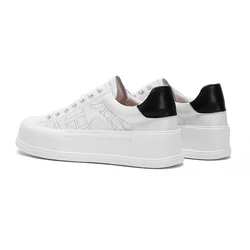 Casual Breathableleather Print Sports Shoes Women Thick Soled Leather Wear-resistant Sports Shoes Women White Sports Shoes