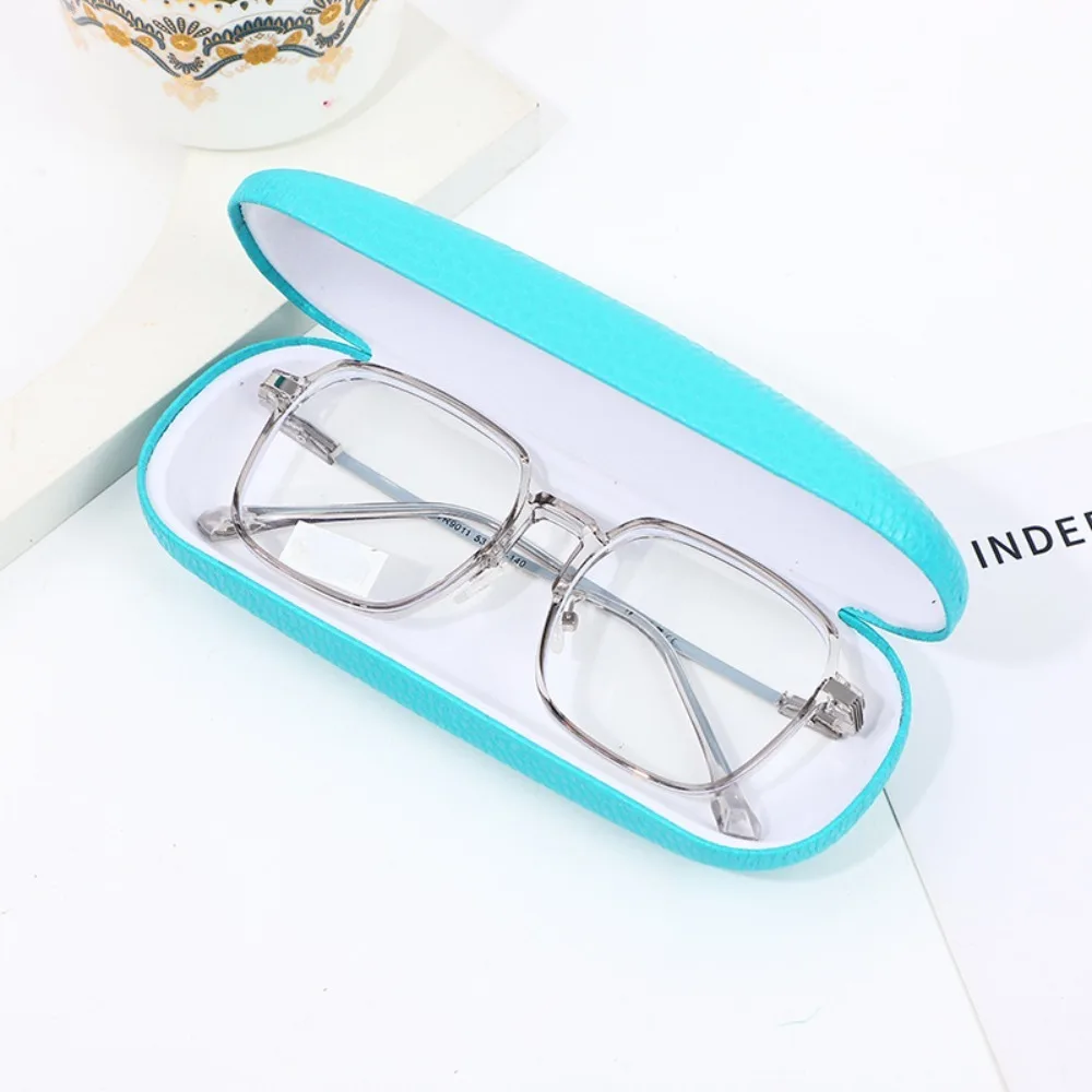 Portable Hard Shell Glasses Case PU Leather Glasses Protection Eyeglass Box Solid Color Glasses Box Men