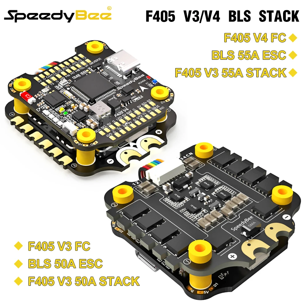 

SpeedyBee F405 V3/V4 FC ESC Stack 3-6S Lipo Flight Control BLS 50A/55A 4 в 1 ESC 30x30 Bluetooth для гоночного дрона RC FPV