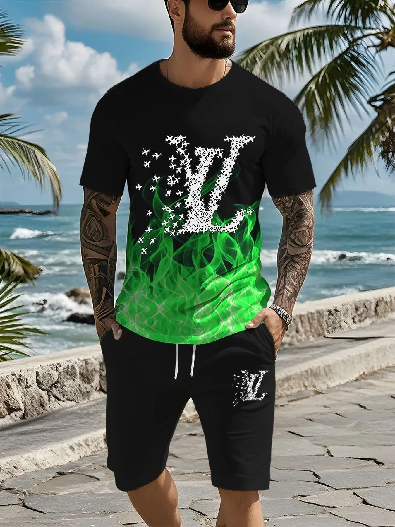 

2025 Men's Luxury Quick-drying T-shirt Set American Luxury Brand Casual, Comfortable and Breathable High-end Short Moto T-shirt