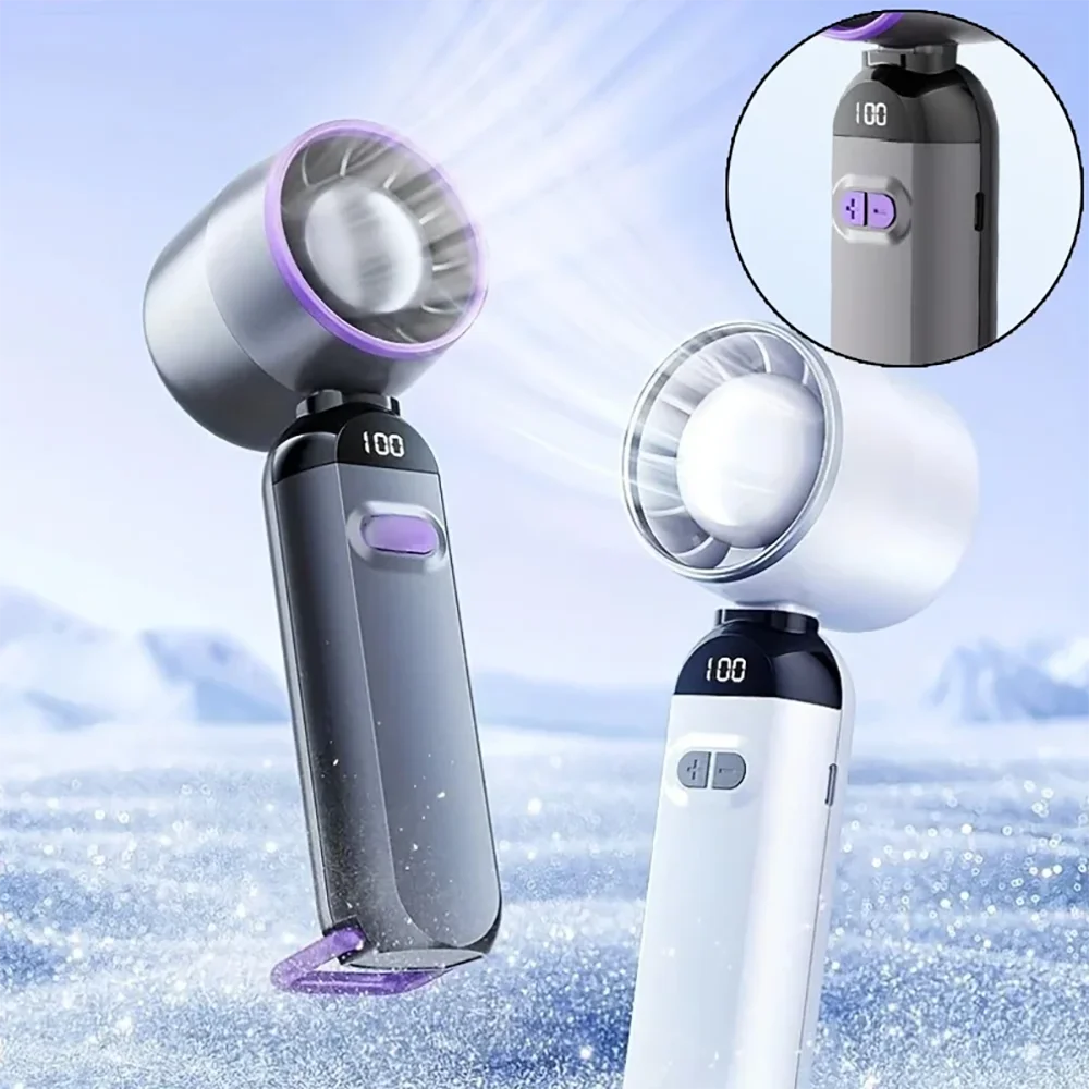 

Портативный ручной вентилятор, 5-скоростной регулируемый охлаждающий мини-турбовентилятор с цифровым дисплеем, подходящий для путешествий на открытом воздухе и настольного использования