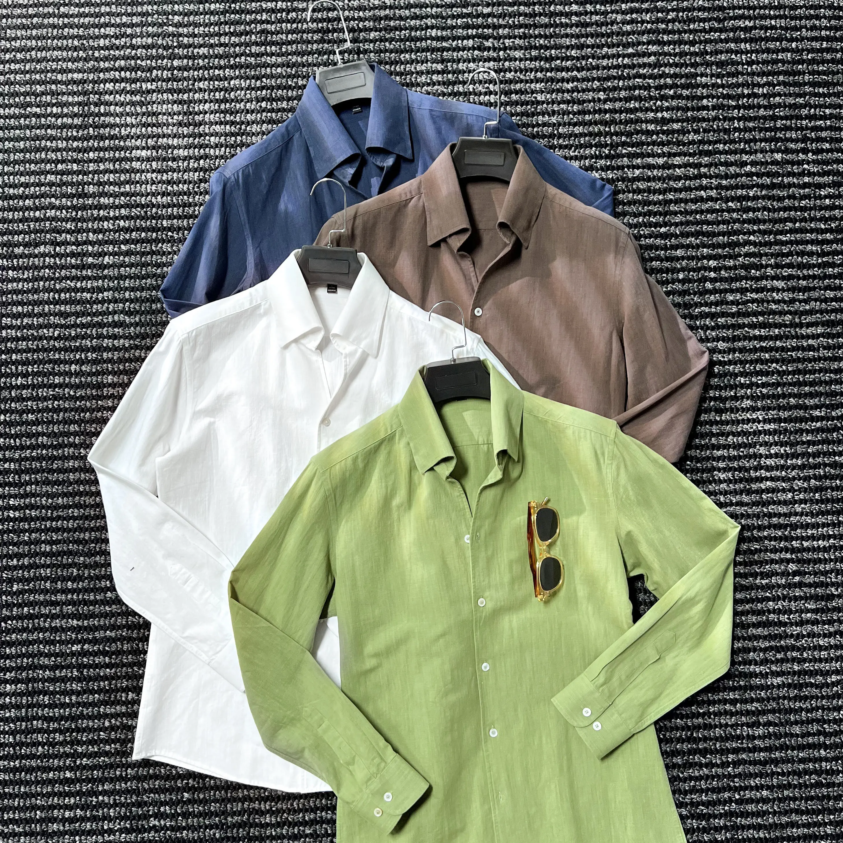 

Summer one piece collar linen shirt men's gentleman elegant breathable shirt