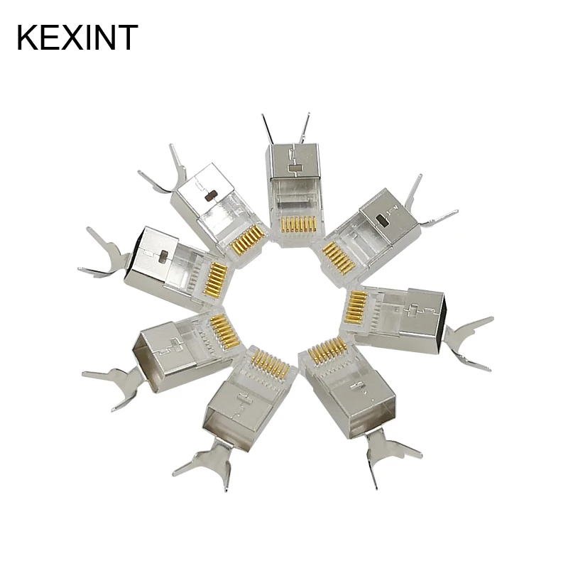 Kexint vergoldete Metalls child Stecker utp rj45 8 p8c cat6a cat7 ftp ez Stecker