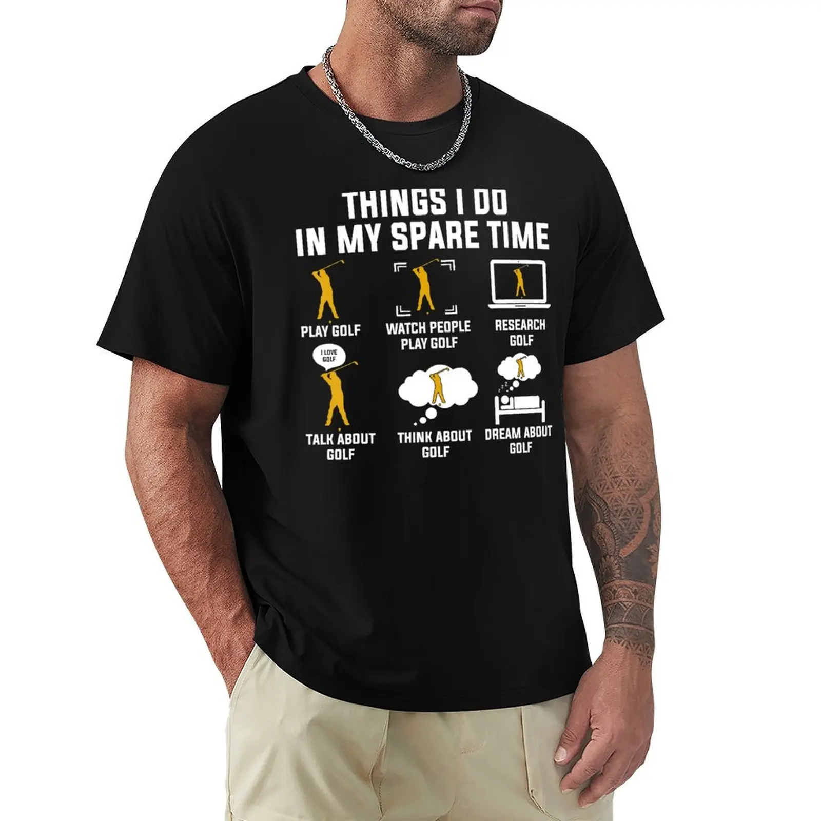 

Things I Do In My Spare Time Play Golf T-Shirt Urban Style Casual Short Sleeve Top