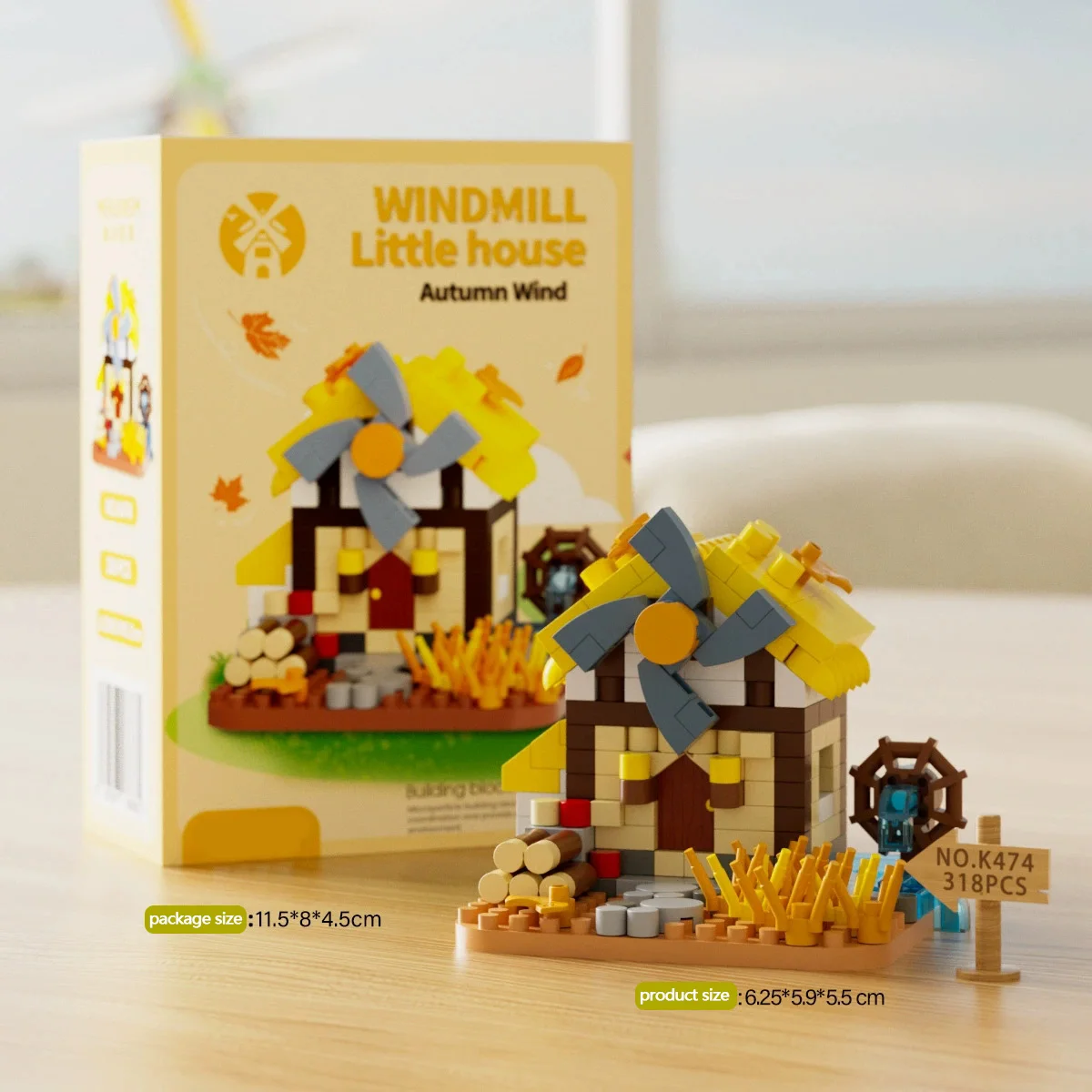 MOC Windmill Cottage Micro Building Blocks Kit Wooden House Hut Log Cabin Bricks Toys for kids Gift