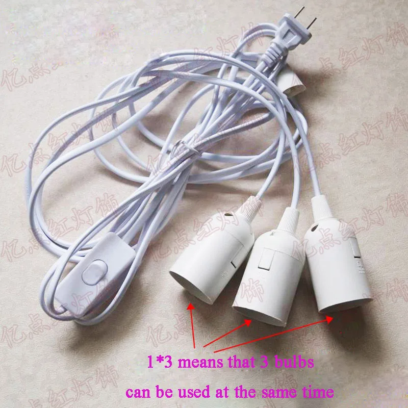 E27 قاعدة المسمار مع سلك قابس طاقة المقبس حامل مع زر التبديل E26 قاعدة متعددة LED مقبس الإضاءة التوصيل 1 إلى 5 موصل #2