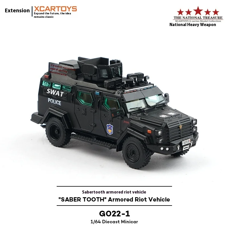 XCartoys 1/64 échelle alliage Simulation Police tout-terrain Jeep SUV affichage à collectionner modèle armure Anti-Explosion voiture jouet