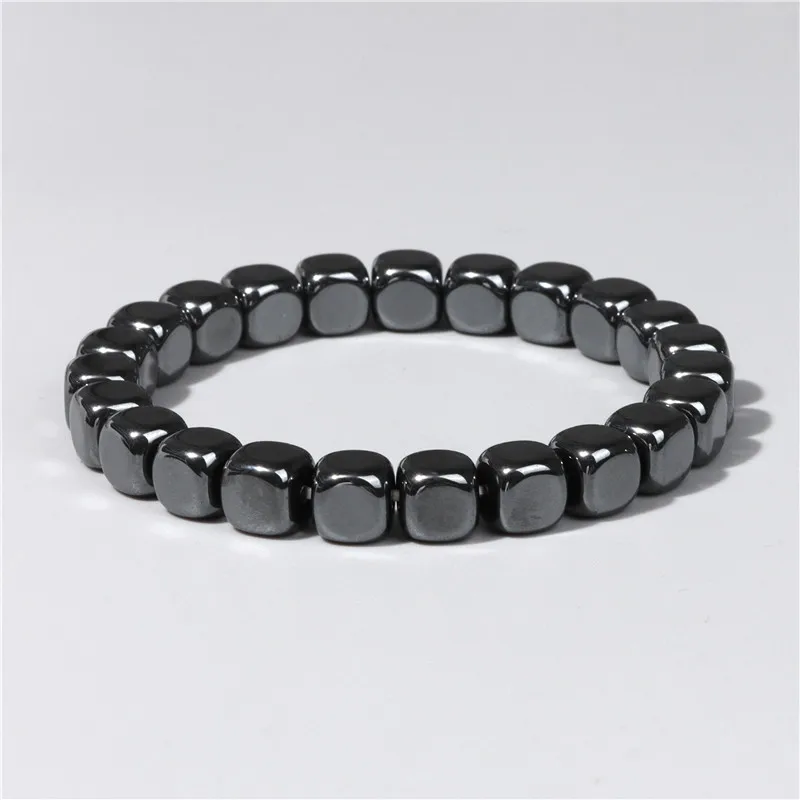 Bracciale in pietra di ematite nera non magnetica donna uomo perline di guarigione braccialetti per terapia perdita di peso gioielli per braccialetti sanitari