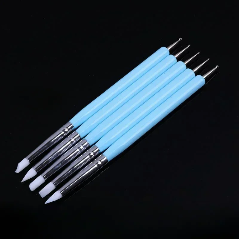 5Pcs Silicone Handle Stainless Steel Dounle Head Clay Sculpting Tools  Set Pottery Art Moding Carving  DIY Tool