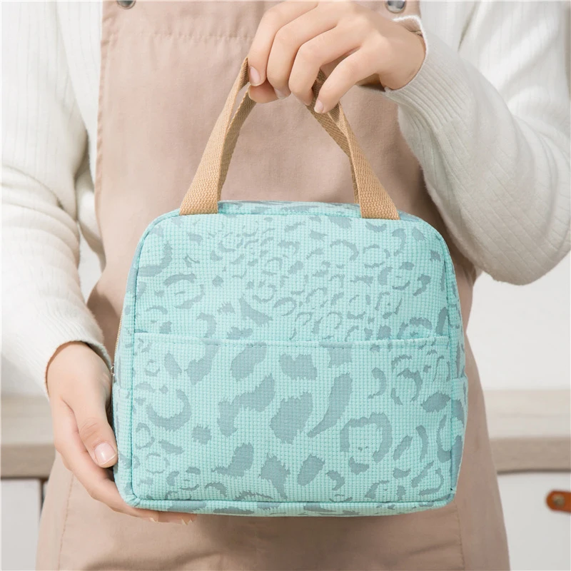 Portable Lunch Bag Leopard Print Lunch Bag Picnic Lunch Box for Women Men Reusable Lunch Tote Bag for Travel Work School