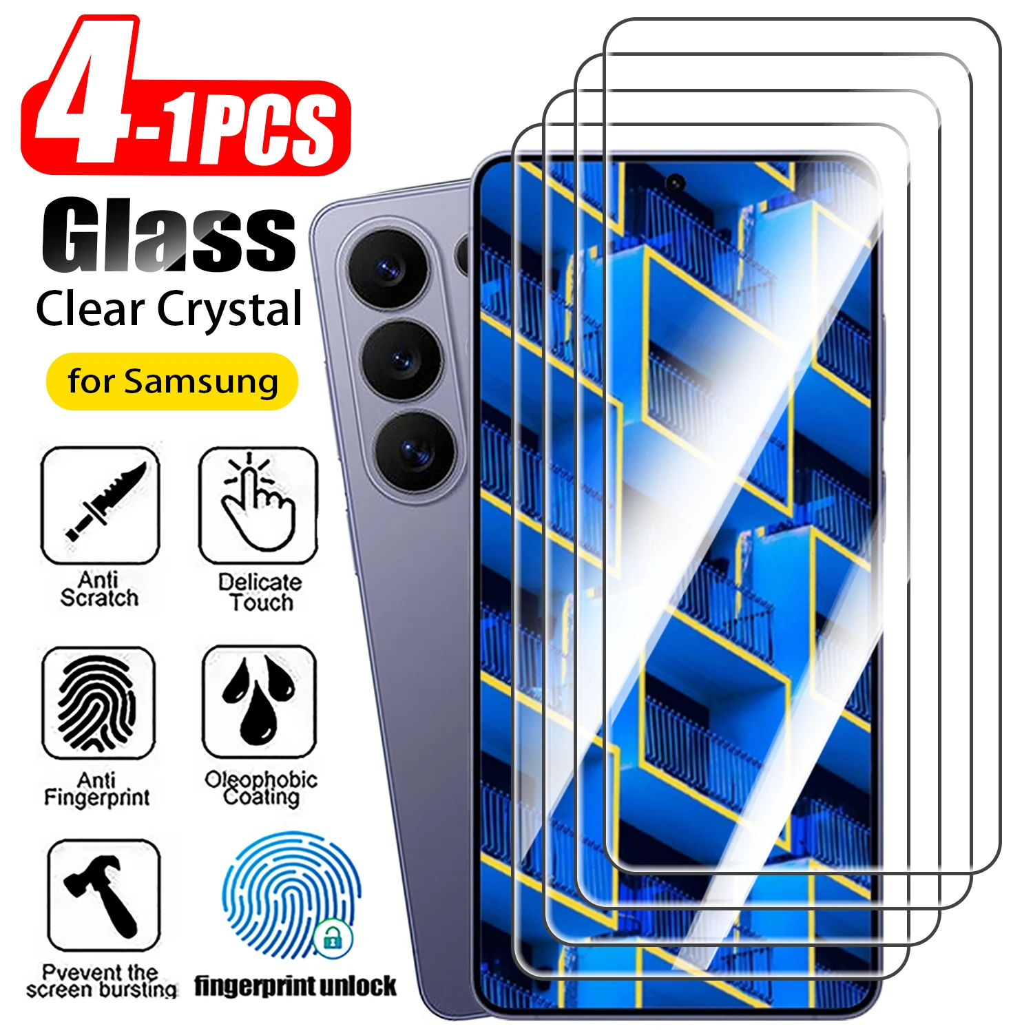 1-4Pcs Tempered Glass For Samsung Galaxy S26 Ultra S25Plus S24+ S23 S22 S21 FE Screen Protector Film For Galaxy S25 Edge S 26