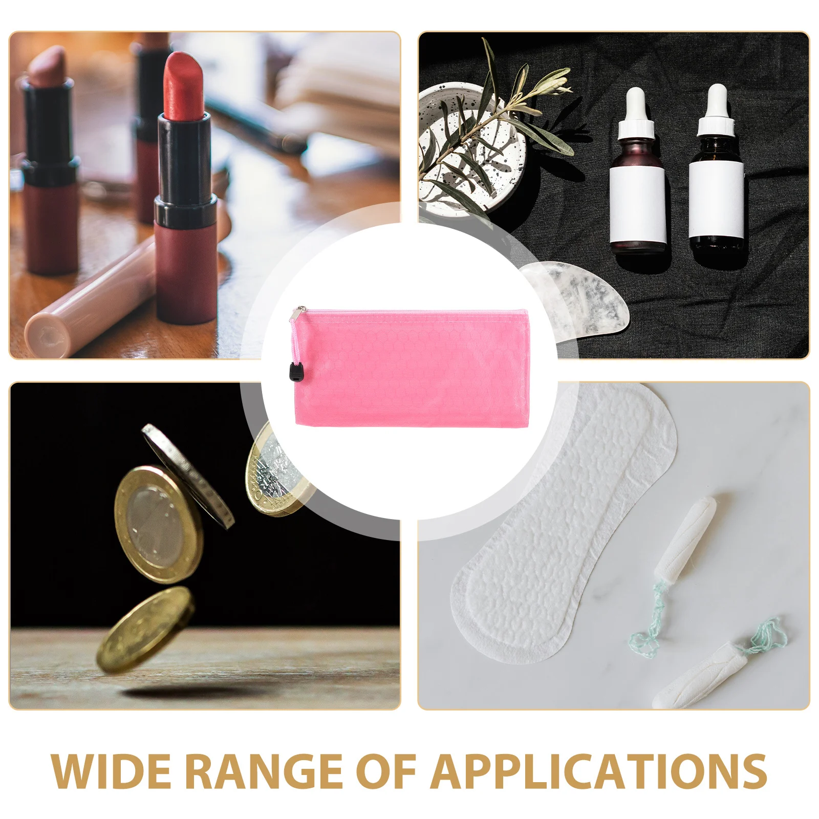 

6Pcs Period Bag Sanitary Napkin Pouch Large Capacity Zipper Closure Tampon Holder for Lipstick Earphones Change Multi-Function