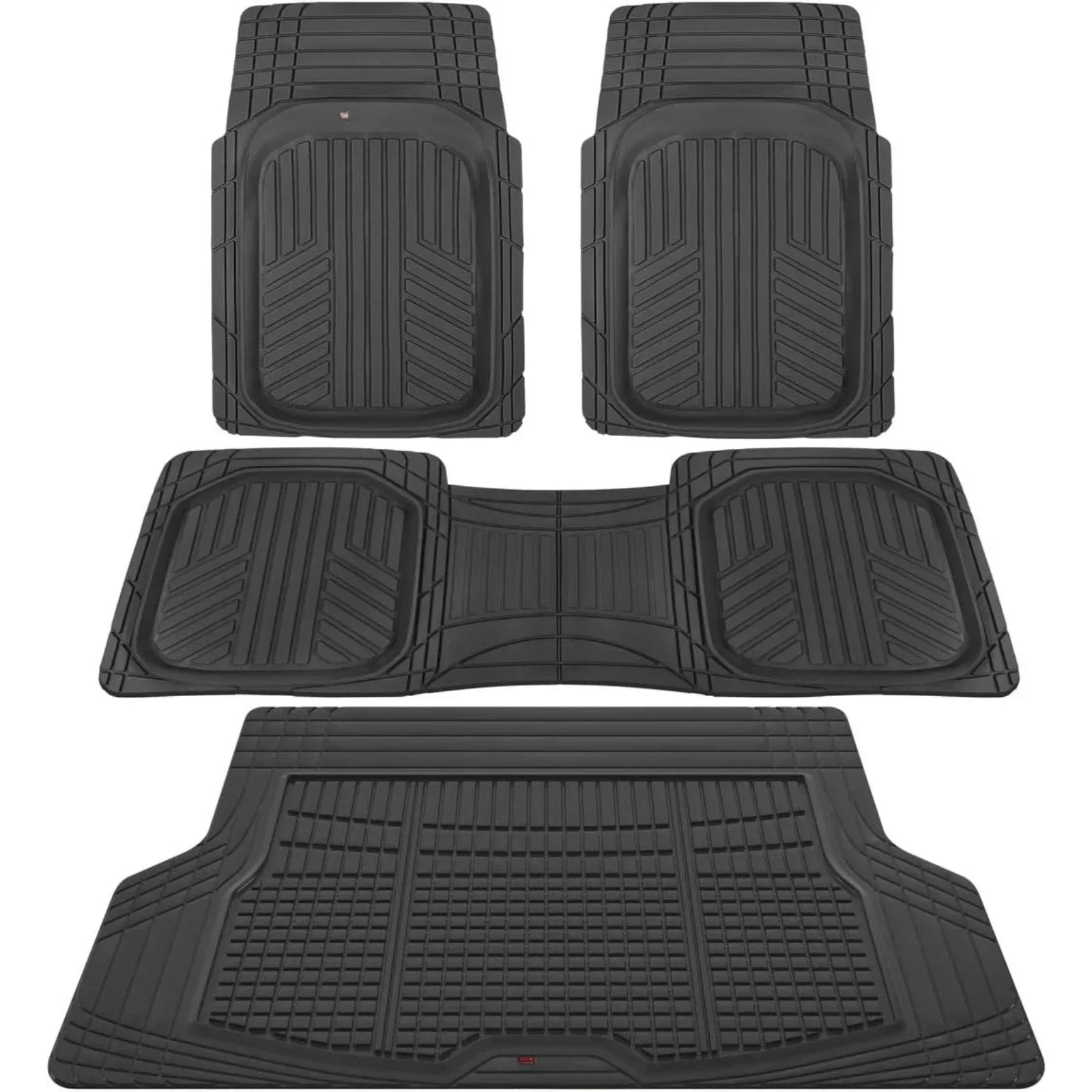 US  Motor Trend Premium FlexTough All-Protection Cargo Liner - DeepDish Front & Rear Mats Combo Set – w/ Traction Grips, Black