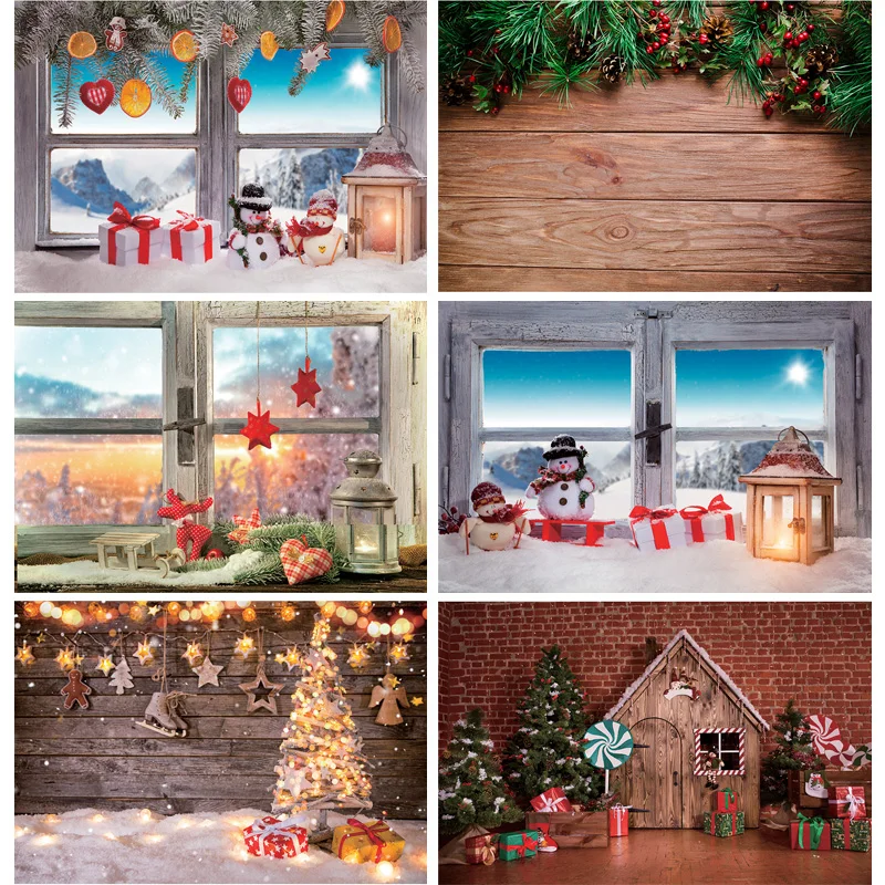 

SHUOZHIKE Christmas Theme Photography Background Christmas tree Gift Portrait Backdrops For Photo Studio Props 2197 DHT-58