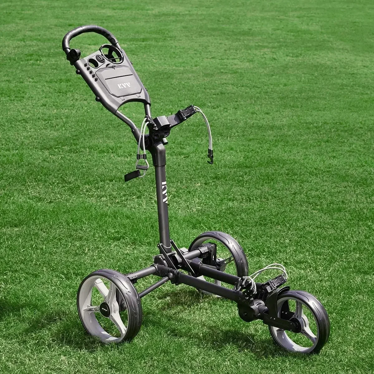 3 Wheel Compact Flat Folding Design Golf Push-Pull Cart with Lightweight and Sturdy Aluminum Frame