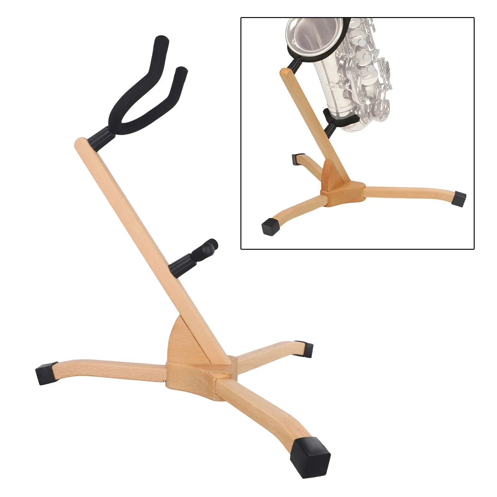 

1pc Saxophone Stand Solid Wood Saxophone Stands Sax Tripod Stand Holder For Alto Tenor Sax Holder With Soft Protective Layer