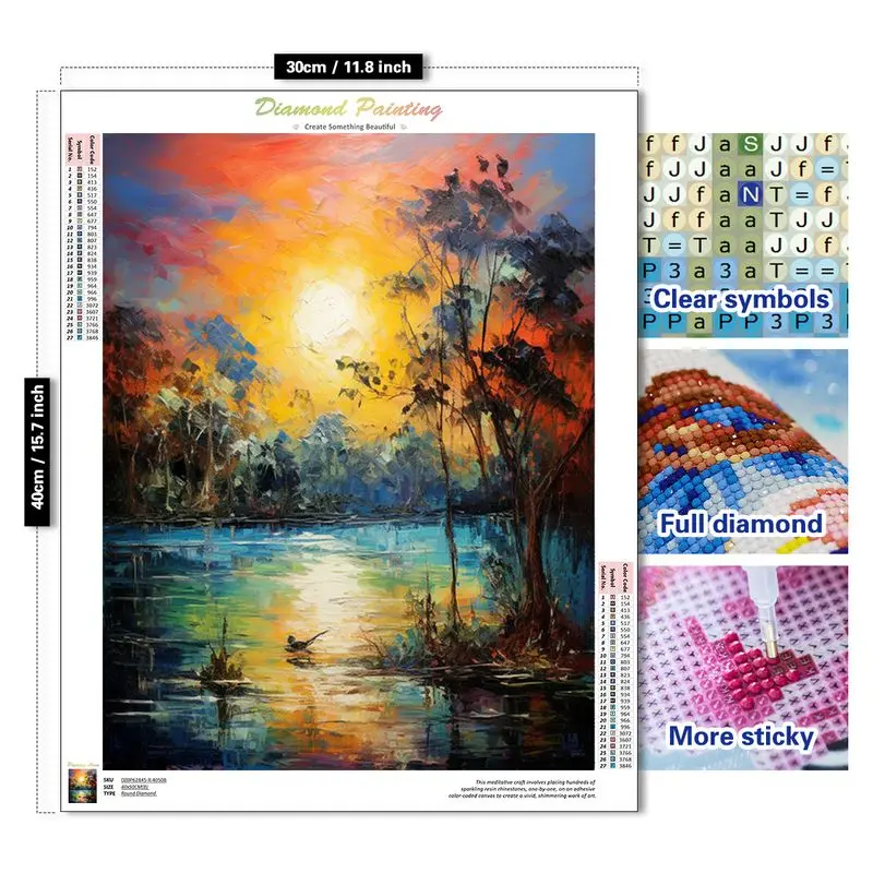 GATYZTORY 5D DIY Diamond Painting Lake View Diamond Mosaic Sunset Mountain Embroidery Kit Arts And Crafts Home Supplies