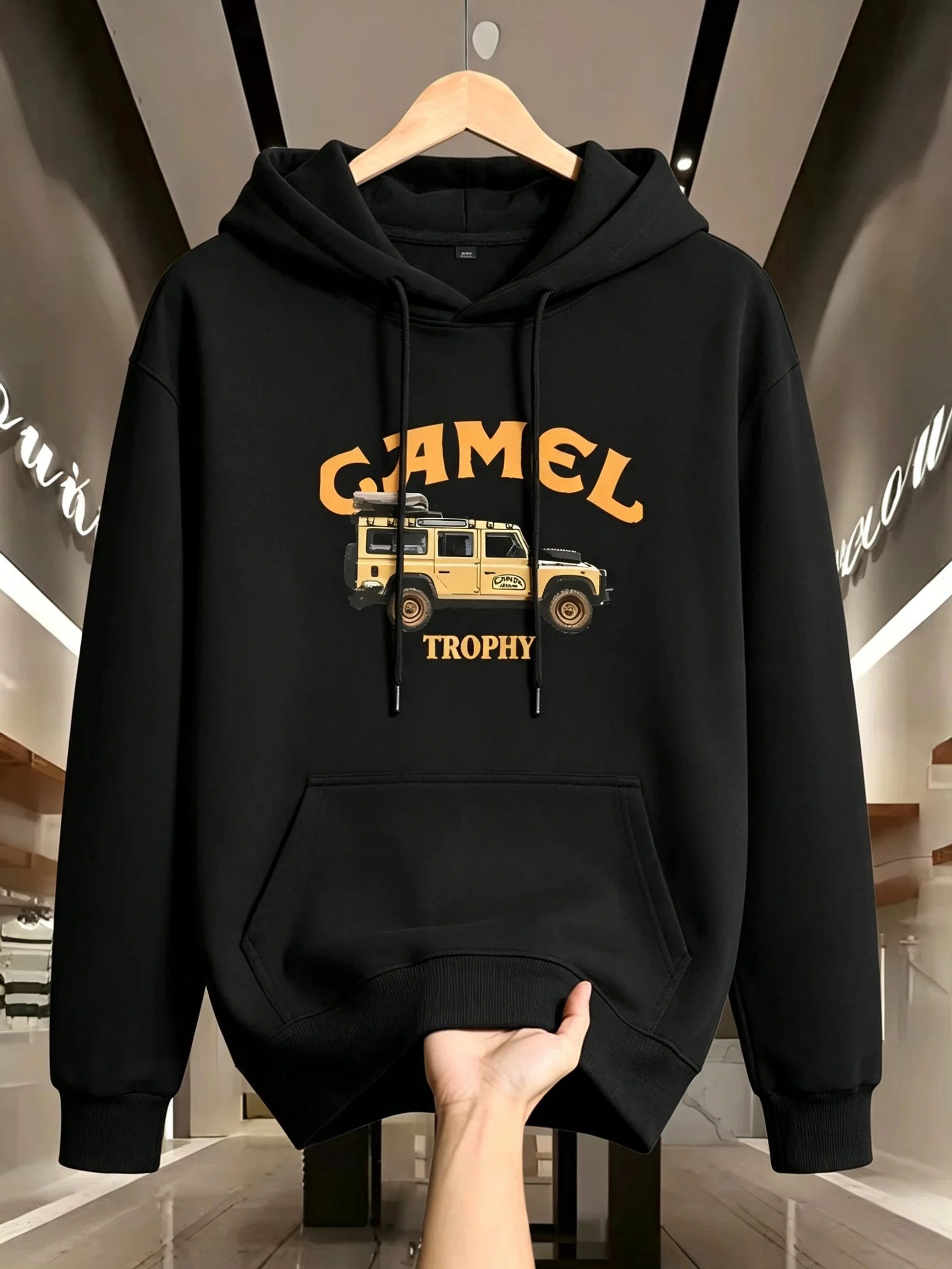 Men's fall/winter fashionable casual loose retro patterned printed hooded sweater hoodie streetwear Sports hooded sweatshirt