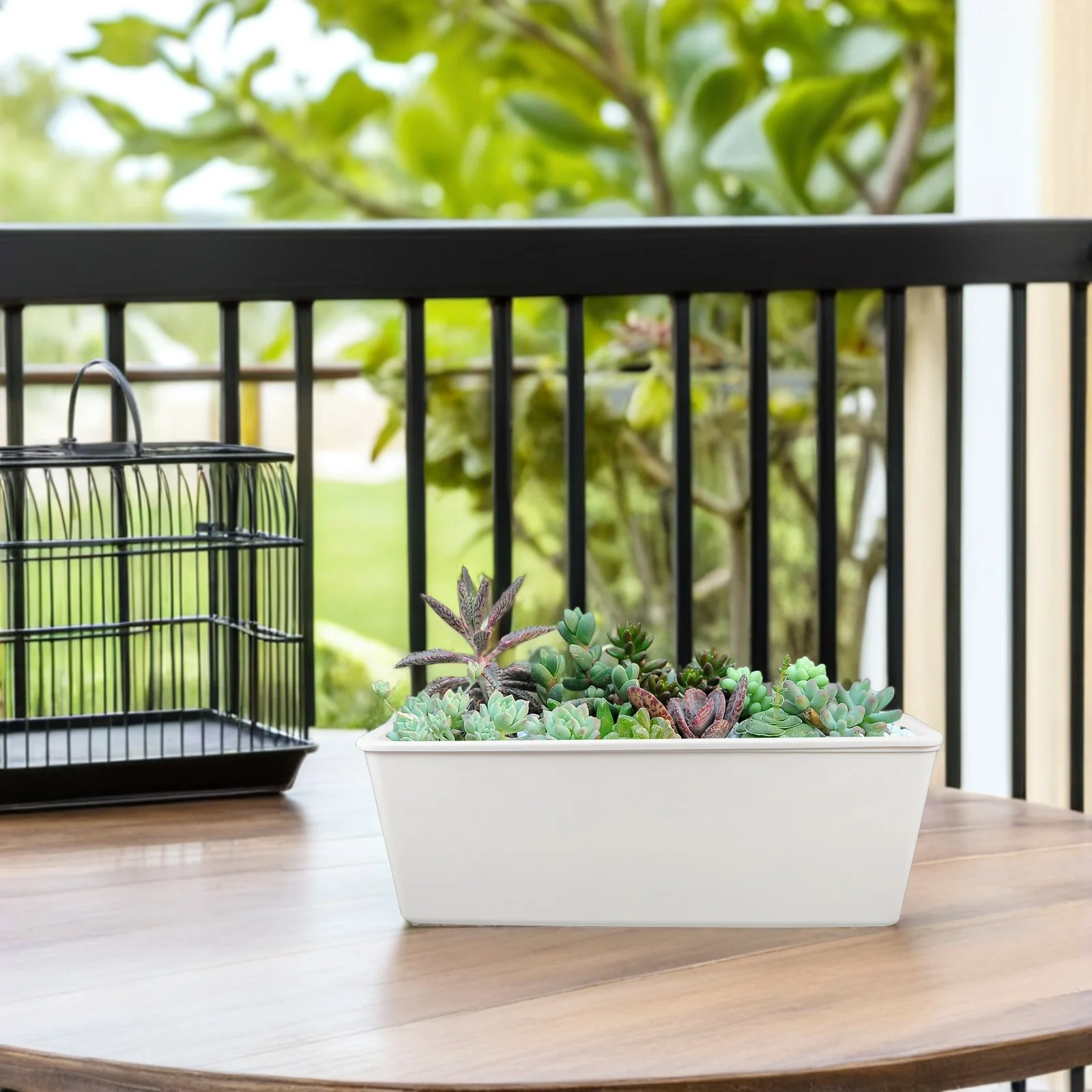 

Indoor Windowsill Planter Box Narrow Rectangular Balcony Vegetable Garden Box Bracket Mount Vegetable Flower Pots Outdoor