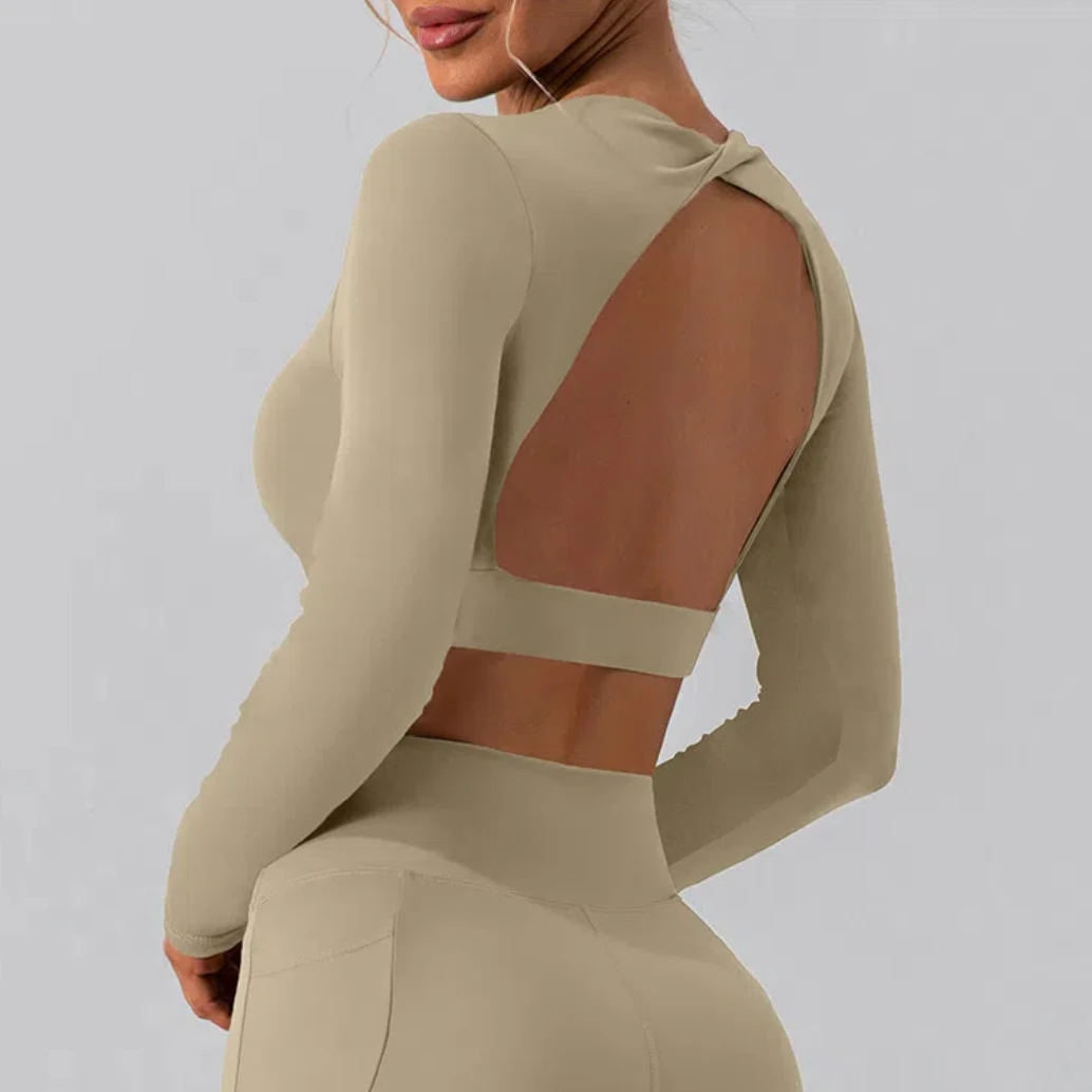 Yoga Shirts for Women Workout Long Sleeve Pad Crop Tops Fitness Clothing Sports Tops
