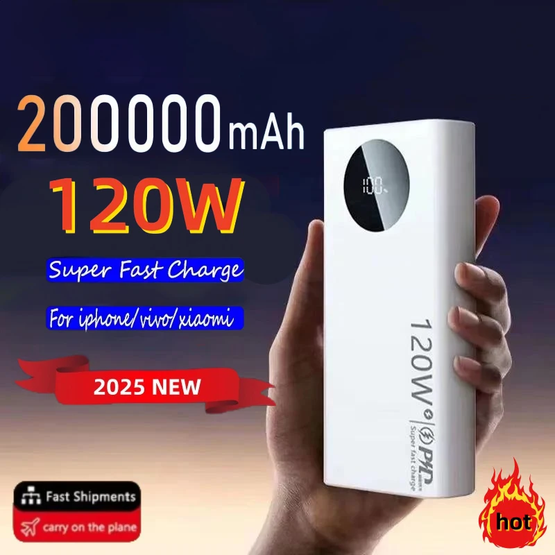 Xiaomi 200000mAh Power Bank 120W ricarica rapida display digitale ad alta capacità caricabatteria portatile per iPhone Samsung Huawei