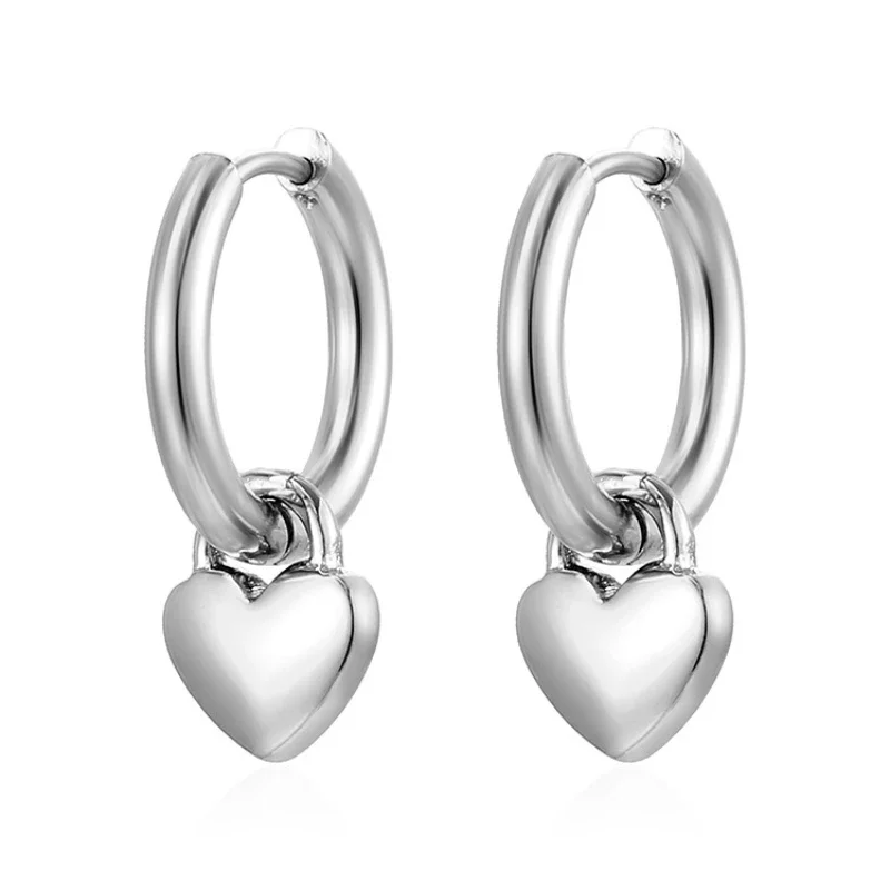 Stainless Steel Heart Hoop Earrings for Women Girl Allergy Free Wedding Party Jewelry