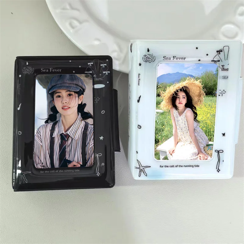 1 Piece 3 Inch Photo Card Protector Display Stand Kpop Binder Photo Card Holder Cute Shell Bow Idol Photo Protection Photo Album