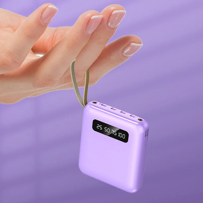 Mini Power Bank 20000mAh With 4 Cable Mobile Phone External Battery Charger  for iPhone Samsung Huawei Xiaomi Portable Powerbank - AliExpress 202192403