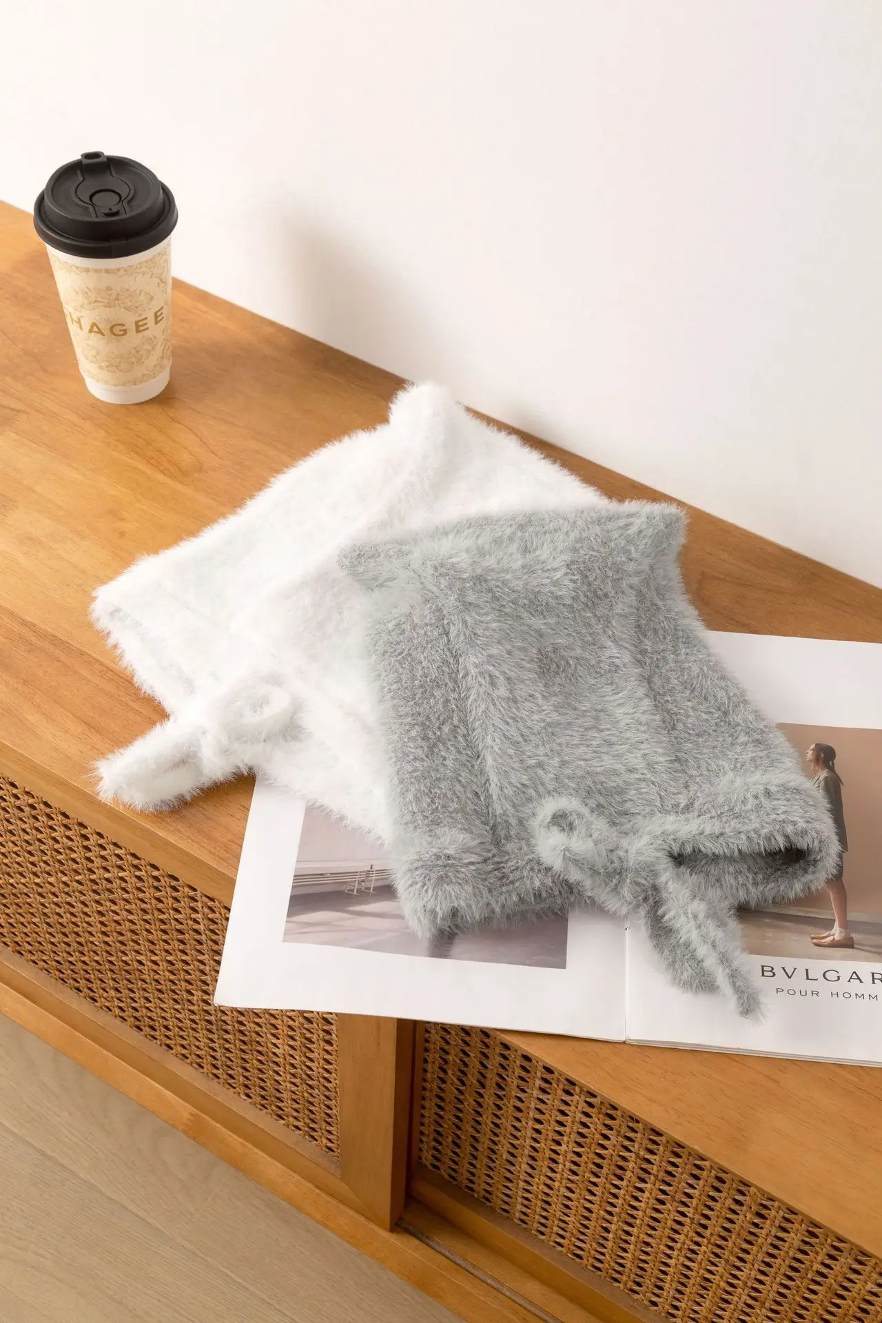 Winter Mink Velvet Fur Beanies for Women Men Cute Bear Ear Knitted Hat Crimped Straps Pullover Hat Hoody Balaclava Mom Gift