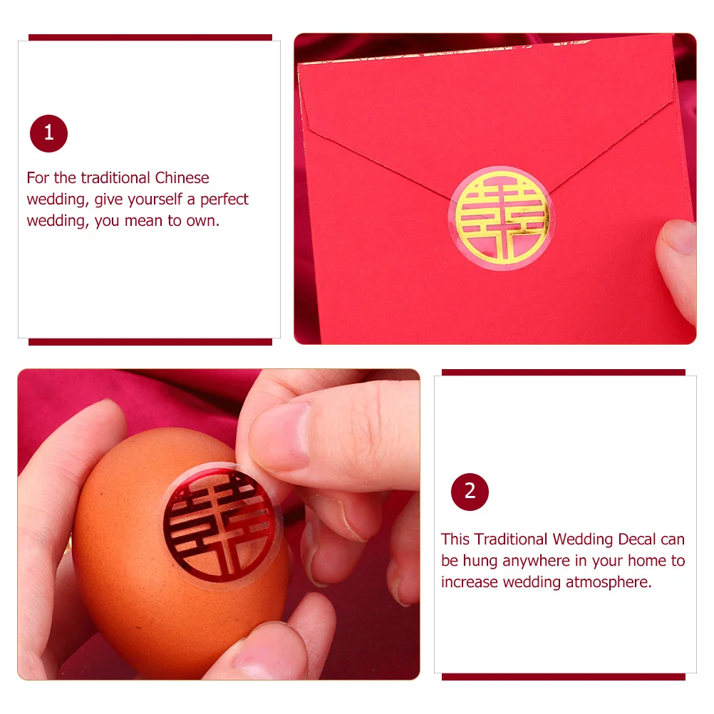 

2 Rolls Double Happiness Sticker Traditional Chinese Wedding Decals Adhesive Decorative Stickers For Gate Window Bedroom Banquet