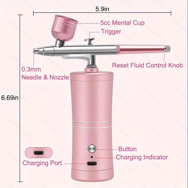 ปืนฉีดไฟฟ้าพร้อมคอมเพรสเซอร์สําหรับเพ้นท์เล็บ สักระบายสี โมเดลรถ สัมผัสกราฟฟิตี ปากกาสเปรย์อเนกประสงค์