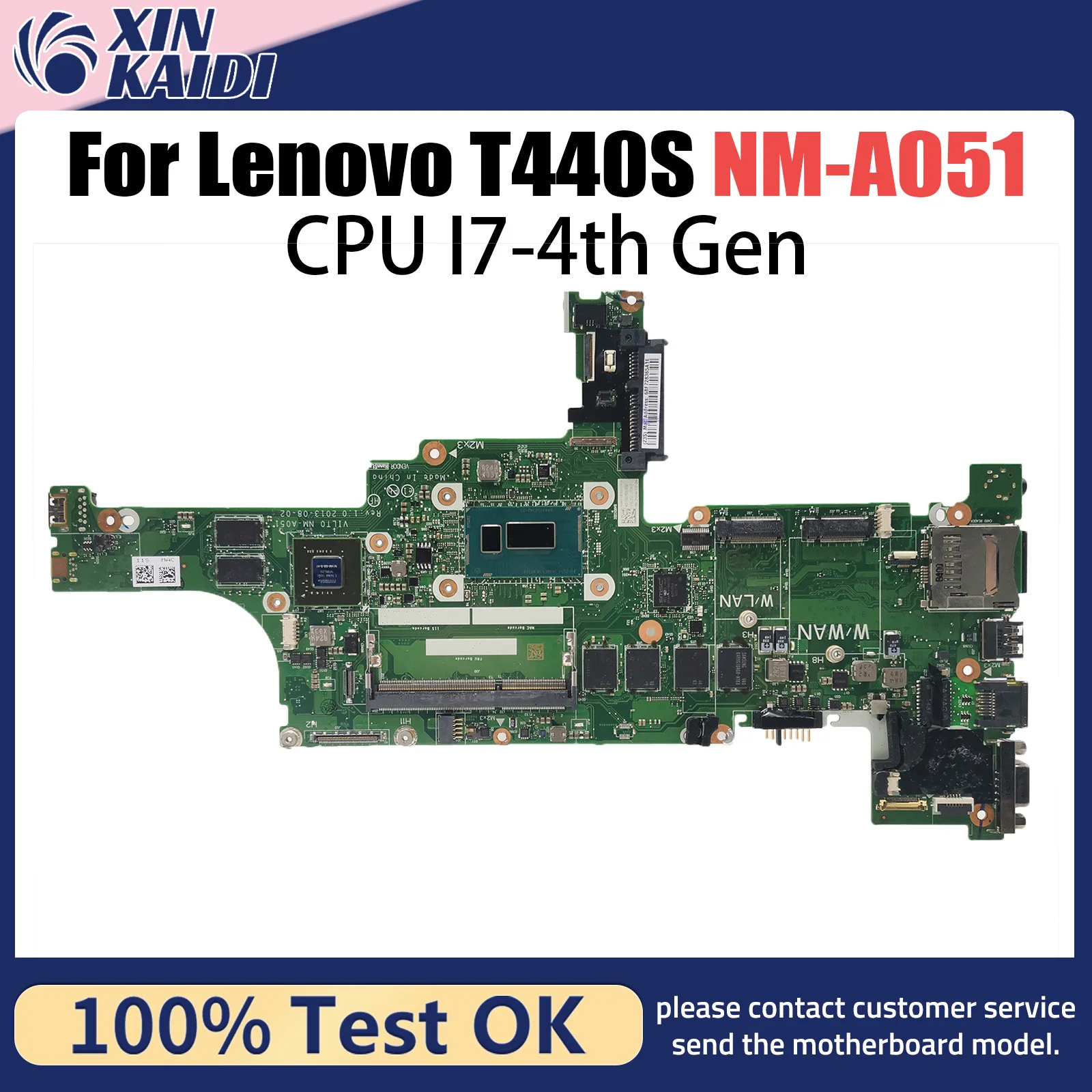 

VILT0 NM-A051 For Lenovo thinkpad T440S Laptop motherboard with I7 4th Gen CPU N14M-GS-S-A1 GPU 100% Tested