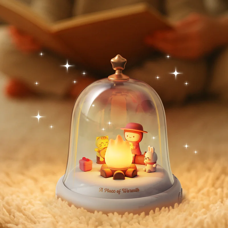 Bluetooth-Musik-Nachtlicht-Ornament, Serie für kleine Mädchen, Weihnachtsserie, mit Flammenatmosphäre, Spieluhr-Funktion, ideales Geschenk