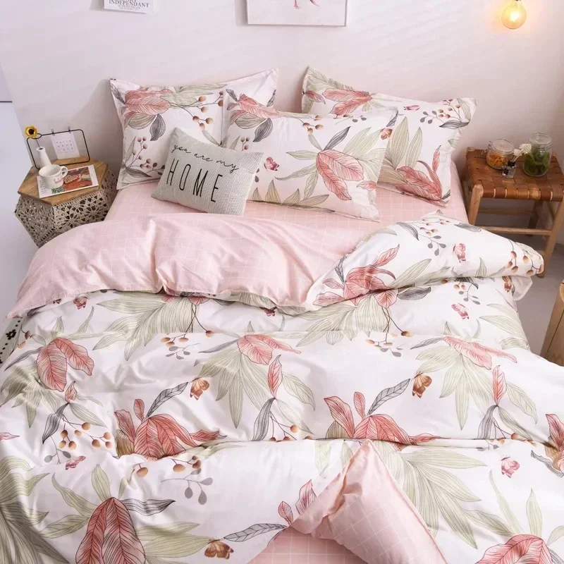 

4 Pieces Aloe Cotton Skin Bedding Set Duvet Cover Set Housse De Couette Friendly New Sanding Manufacturer's Dormitory