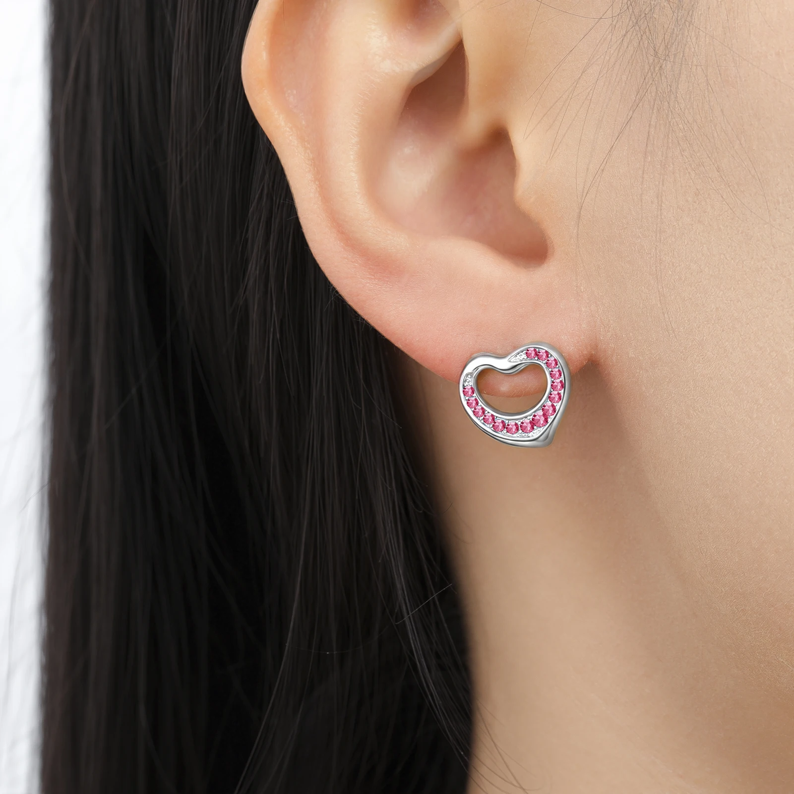 Eueavan 3D Herz Kristall Ohrstecker Edelstahl mit eingelegtem Kristall in Herzform Ohrschmuck Damen Ohrringe Geschenke Großhandel – Detail 5