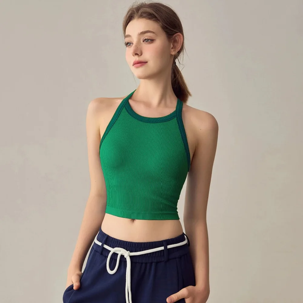 High Neckline Sports Tank Top Breathable Soft Sports Underwear Comfortable with Chest Cushion Fitness Tank Top Sports Wear