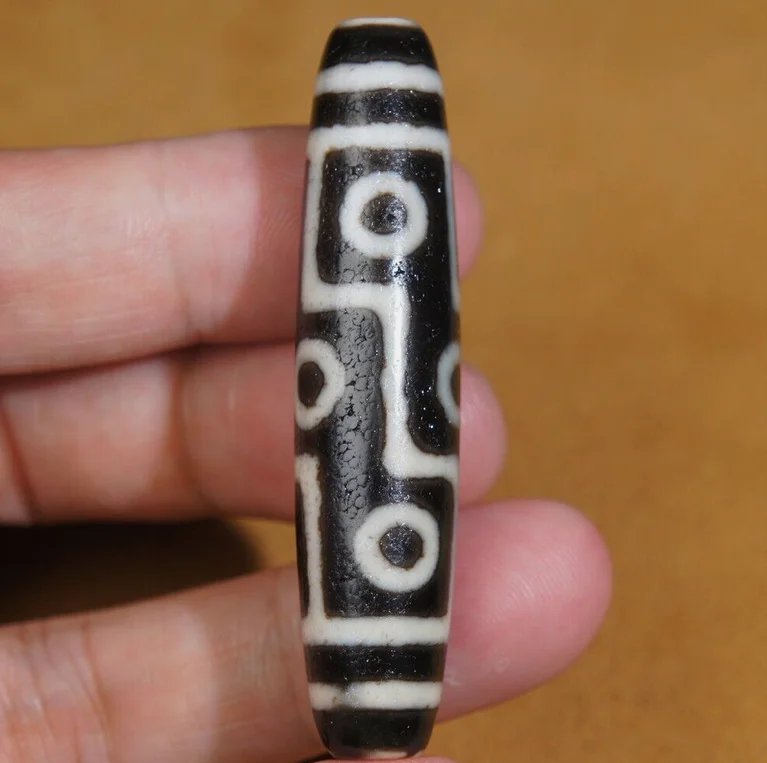 Ancient Tibetan DZI Beads Old Agate Lucky 9 Eye Totem Amulet Pendant GZI 59×13mm