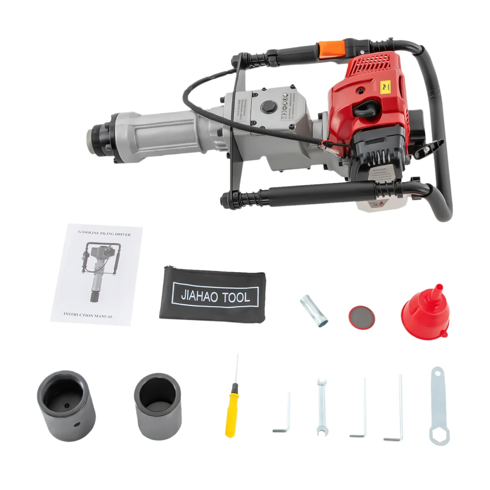 1900W 52CC T Post Pounder Driver Heavy Duty Gasoline Gas Powered T-Post Driver,2-Stroke Fence Farm Push Pile Gasoline Engine Kit