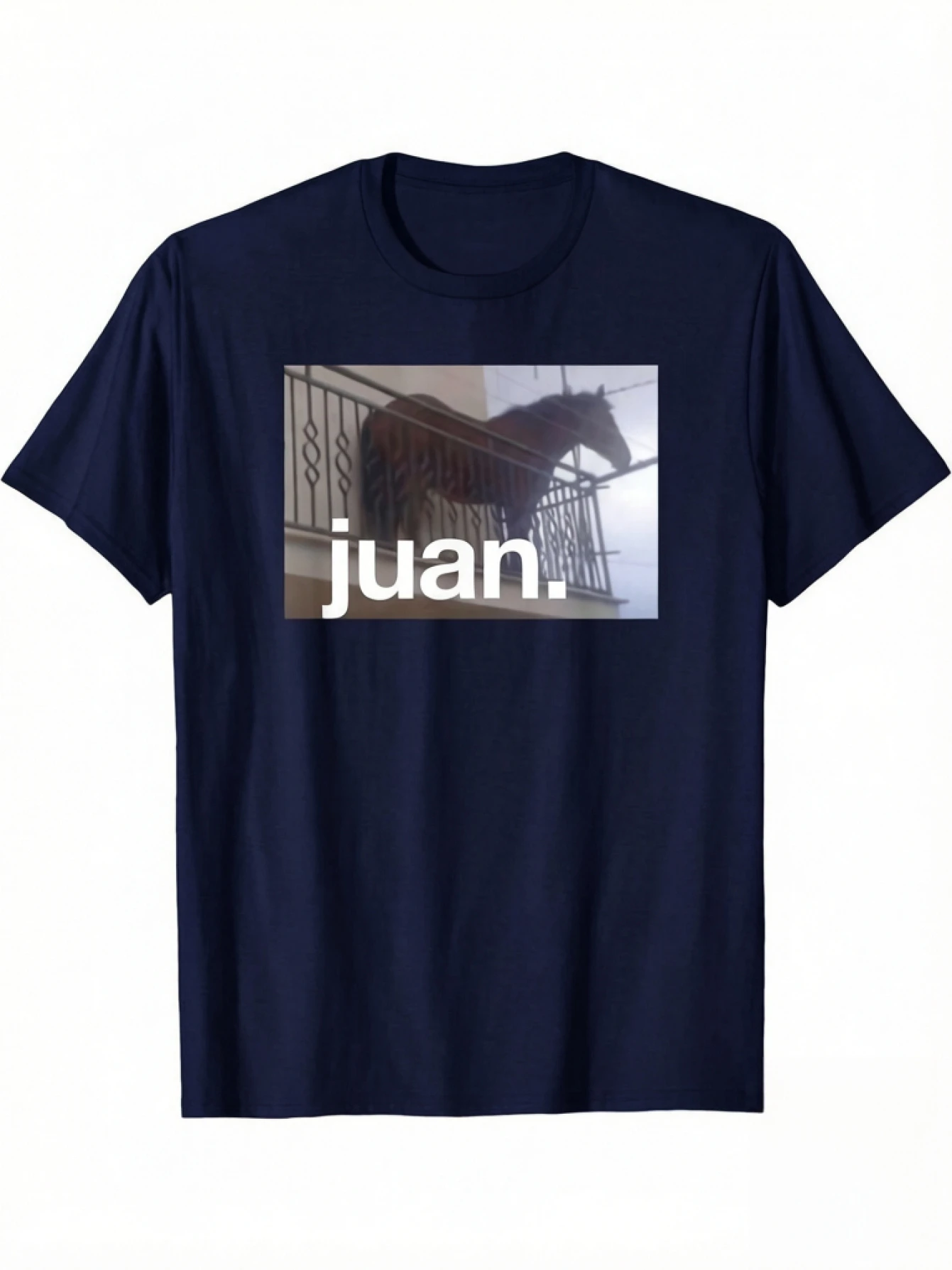 Versatile and stylish men's T-shirt with humorous Juan horse meme design - crew neck T-shirt, featuring Juan text