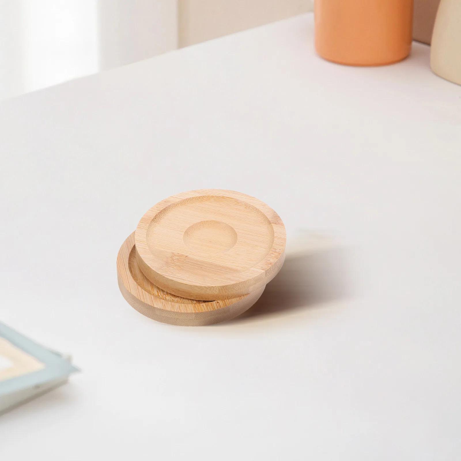 

2Pcs Bamboo Drink Coasters Multipurpose Stable Table Protectors Non-Slip Surface for Whiskey Wine Glass Beer Mugs