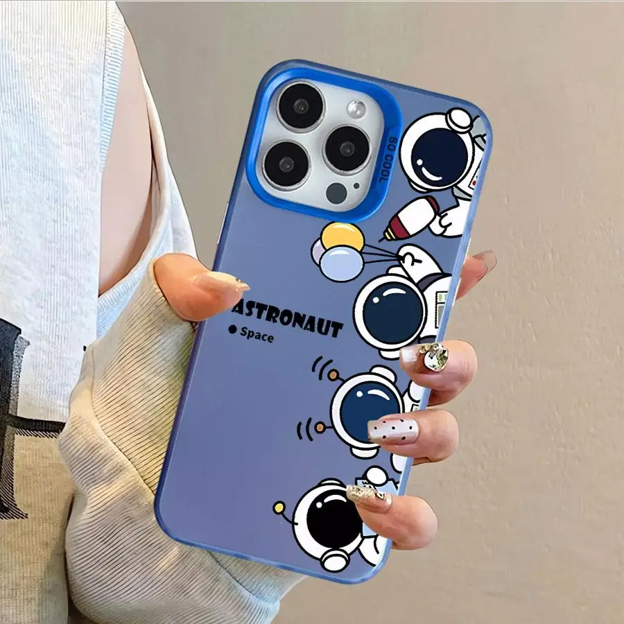 Case for iPhone 14 15 16 Plus 16e 11 12 13 Pro Max Soft Cover Cartoon Astronaut Print