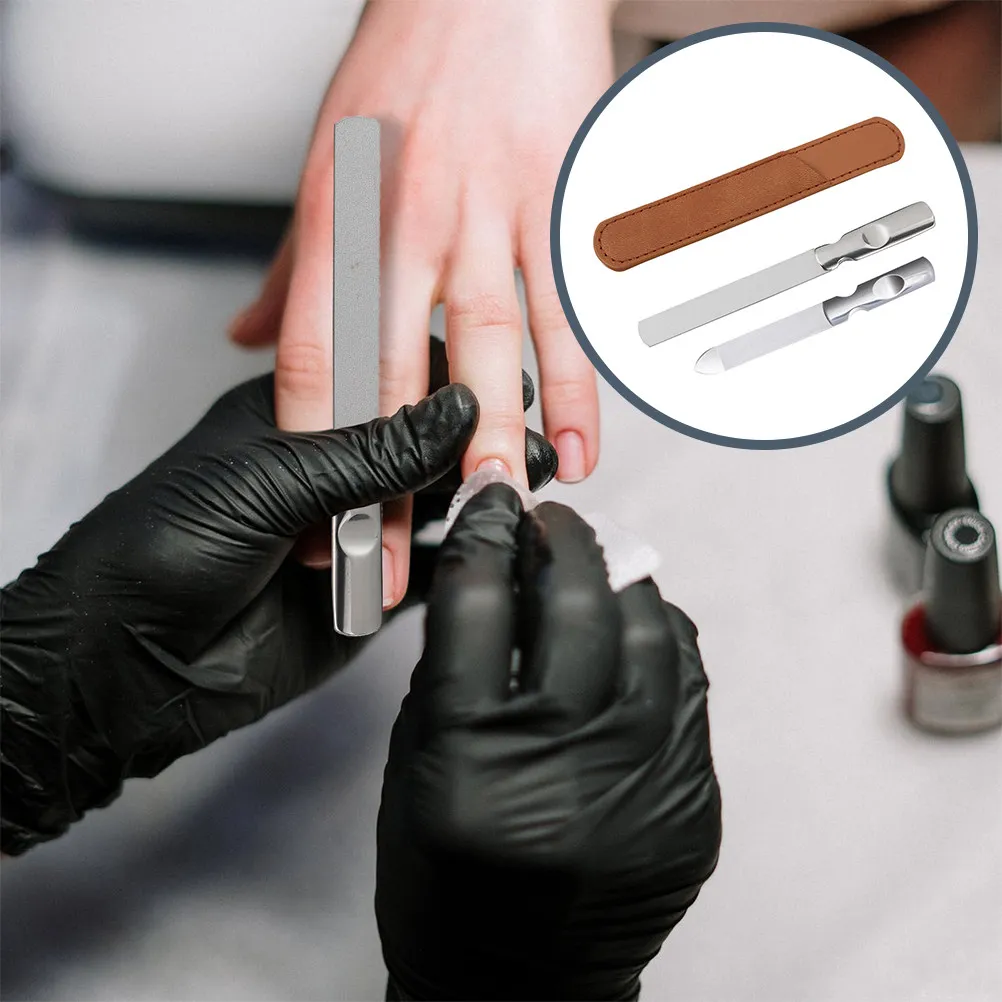 

2 набора пилок для ногтей из нержавеющей стали: профессиональные маникюрные инструменты для полировки натуральных ногтей, педикюра и придания формы ногтям