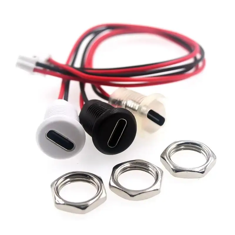 Threaded Type C Female Socket Connector Pre-Soldered Wires Anticorrosion Shell Suitable for Industrial Wiring Assembly Work