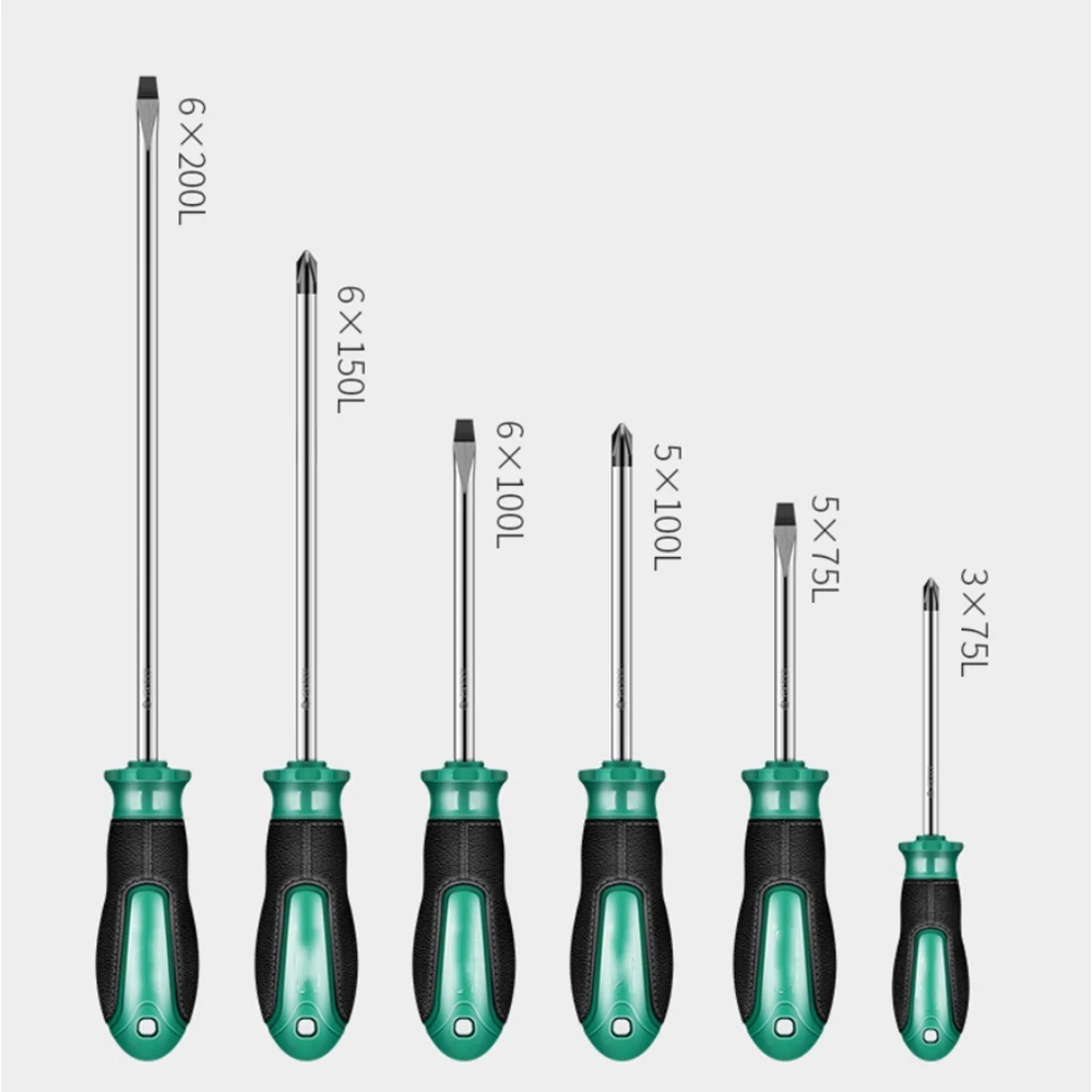 1pcs Slotted / Phillips Strong Magnetic Flat Head Screwdriver Set S2 Alloy Steel Super Hard Industria Household Tool