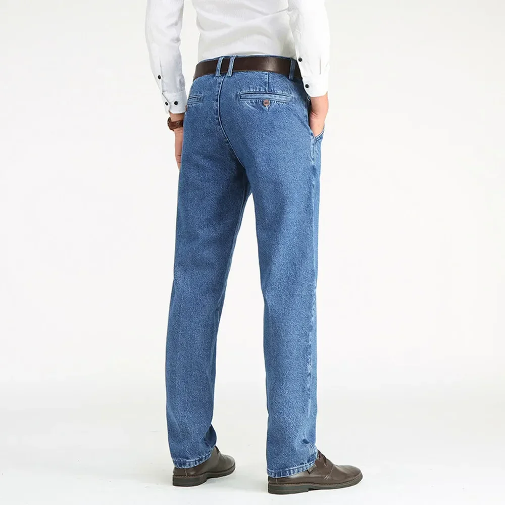 Tela de algodón grueso 2021 para hombre, pantalones vaqueros holgados de marca, informales, clásicos, rectos, talla 28-40