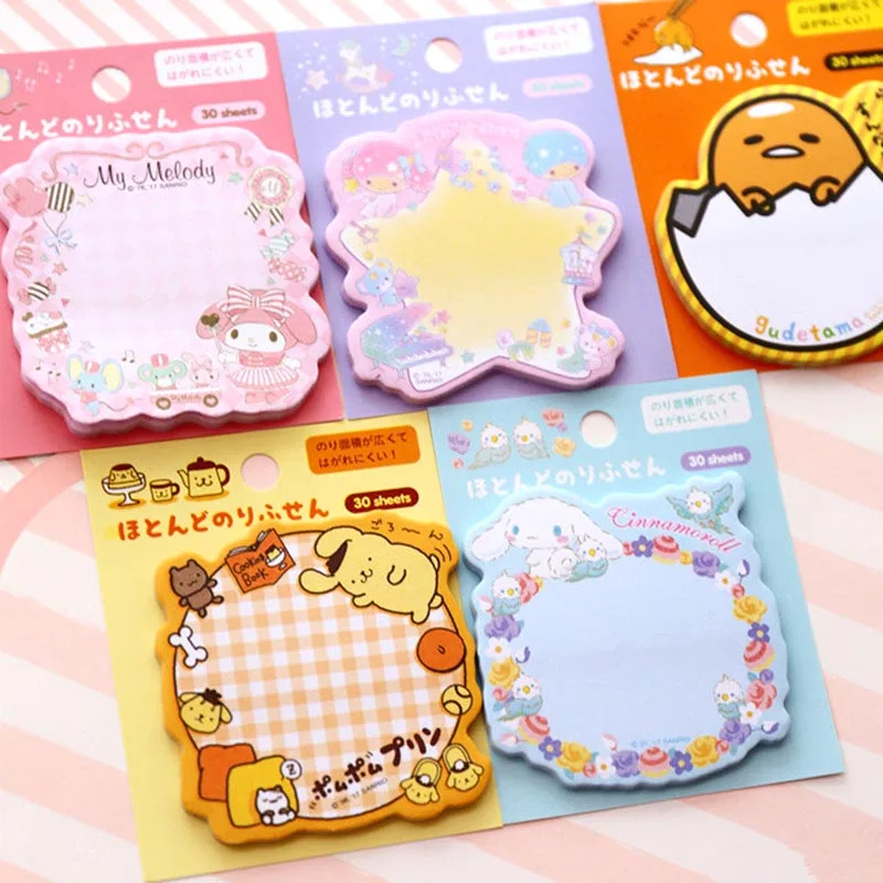 30pcs/lot Sanrio Melody Cinnamoroll Memo Pad Cute Egg Sticky Notes Stationery Label Notepad Planner Sticker Post School Supplies