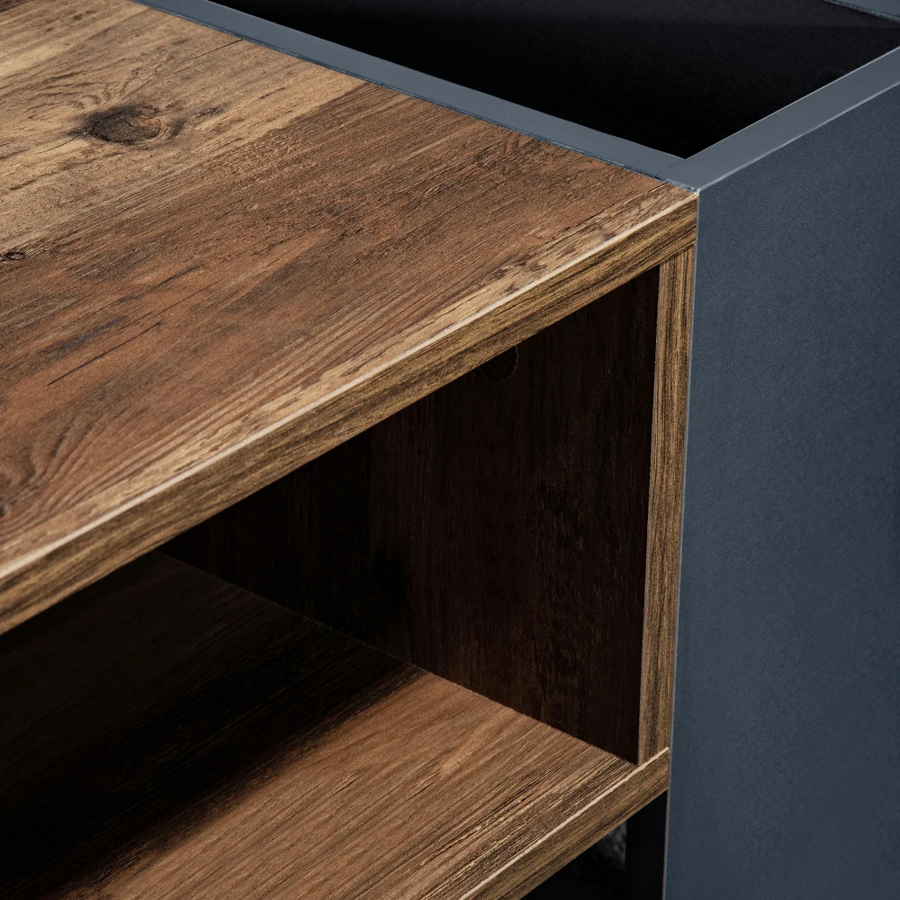 PINGGO Holz-Couchtisch Anthrazit Grifflose Schublade Doppelseitiges Staubdichtes Fach Großer Stauraum für Wohnzimmer – Detail 13