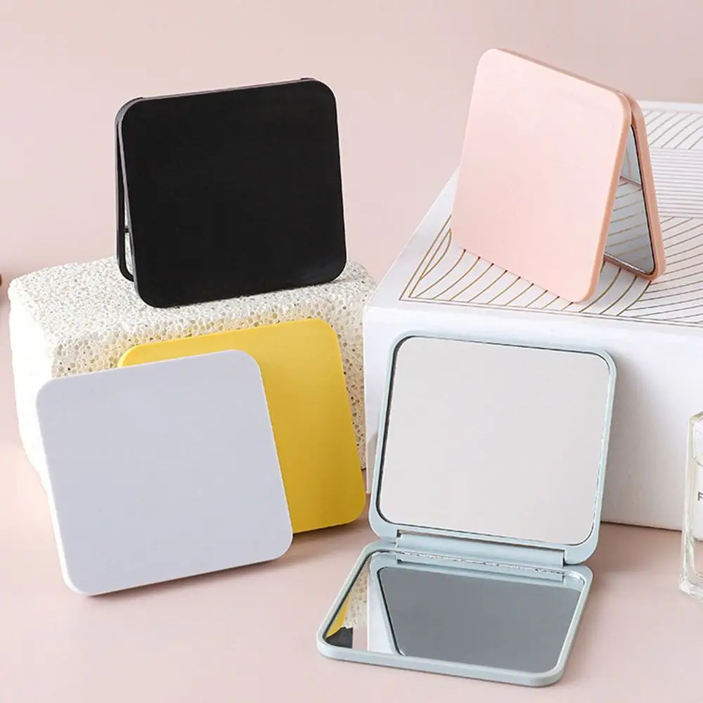 Simple Mini Hand-Held Mirror Compact Portable Make-Up Mirror Folding Cute Pocket Mirror Travel