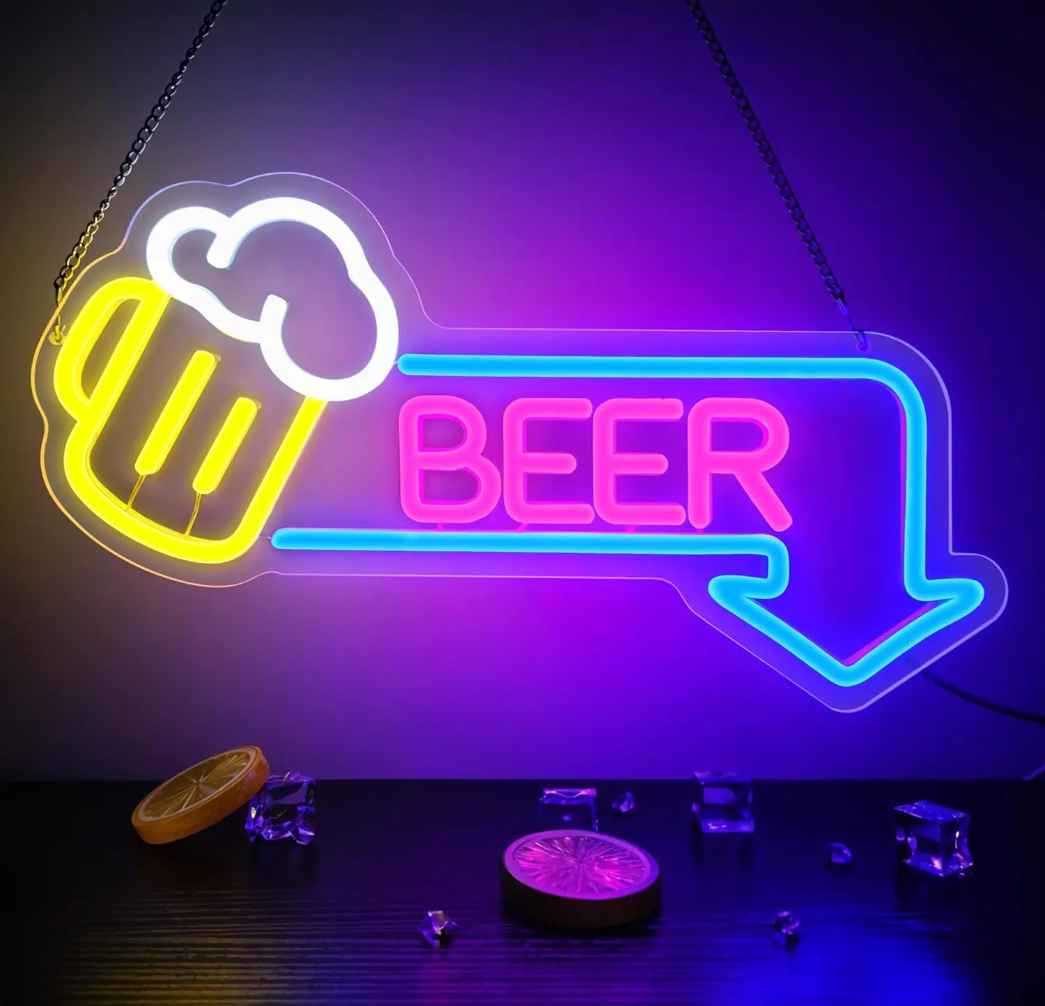 

Beer Neon Sign USB Dimmable LED Neon Light for Man Cave Bedroom Home Bar Shop Pub Bistro Party Game Room Decor Gift
